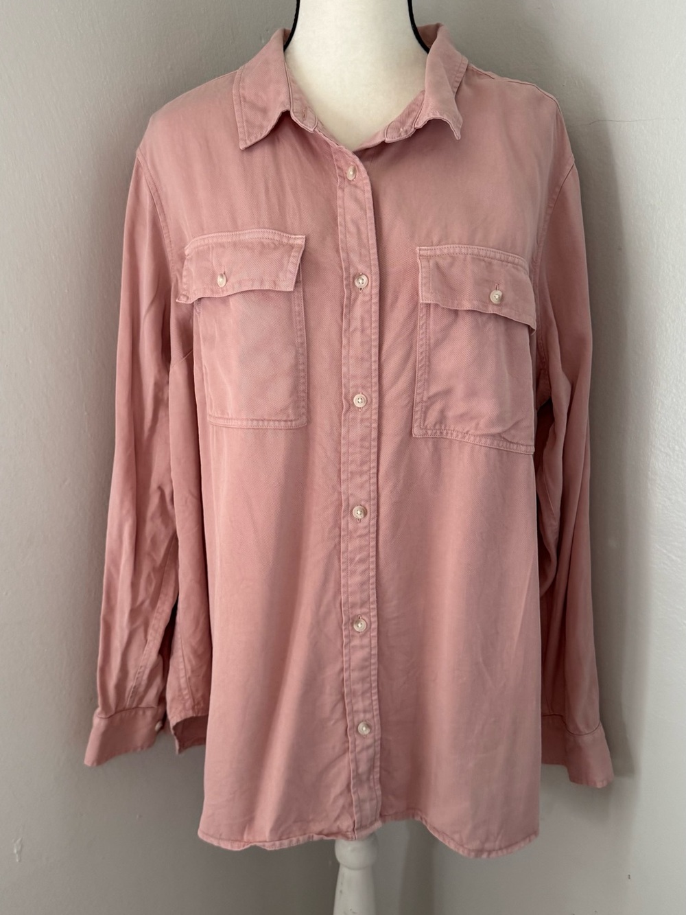 L.L. Bean Women's Soft-Washed Utility Shirt Tencel Lyocell Pink Sandstone 2X